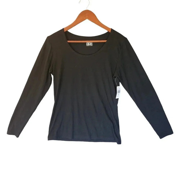 New 32 Degrees Heat Top Large Black Scoop Neck Long Sleeve For Women Pullover - Picture 2 of 9
